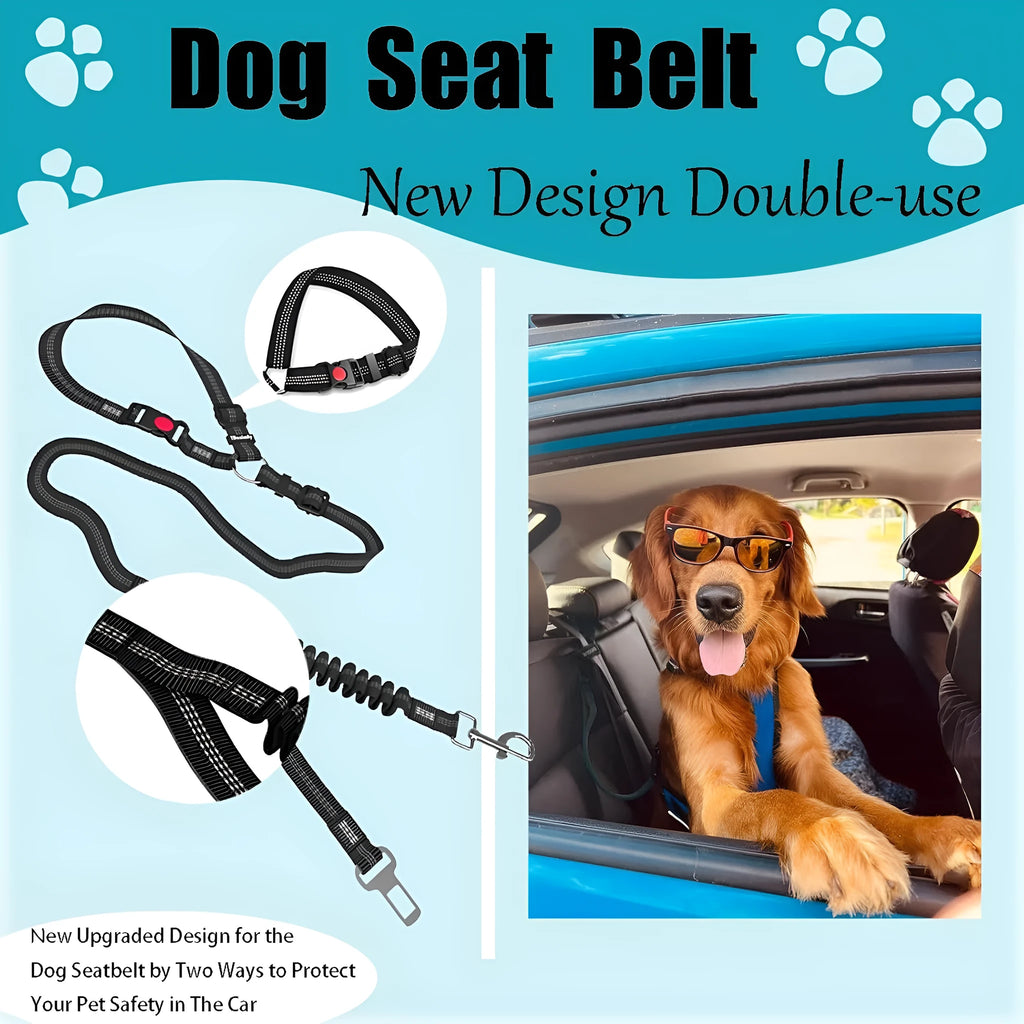 Nylon Retractable Dog Leash with Car Seatbelt Anti-pull Rope