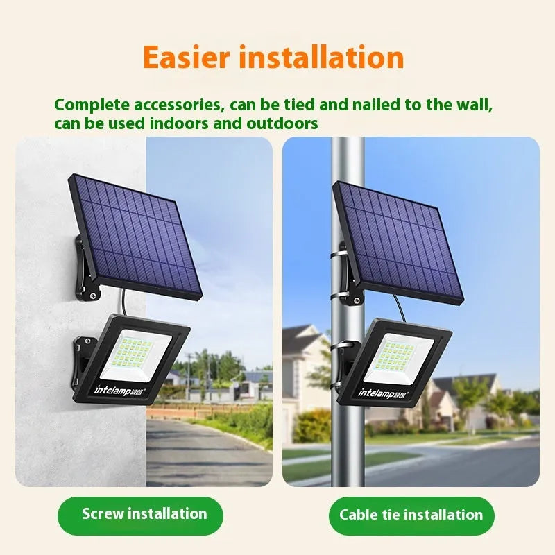 Outdoor solar courtyard light with IP65 waterproof rating showing solar panel and LED illumination