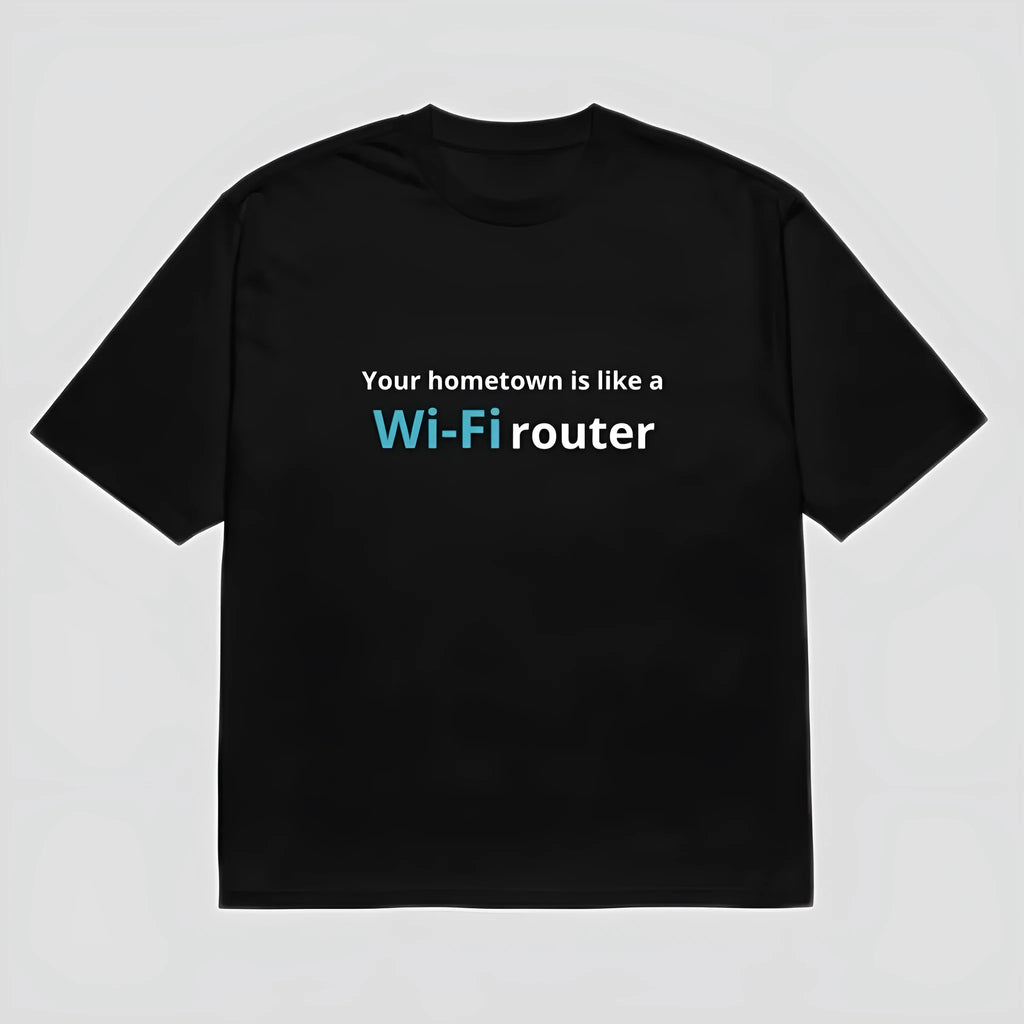 Black men's loose-fit T-shirt with a 3D cartoon print on the front