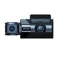 Black car dash cam with 5-inch screen for front, interior, and rear 2K recording with GPS.