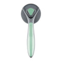 Grey self-cleaning slicker brush for pets with a one-click button and comfort-grip handle