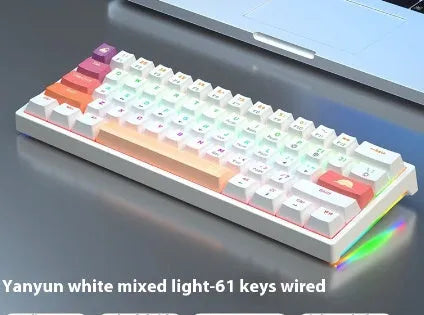 61-key compact mechanical keyboard with blue-white tea switches and wired connection