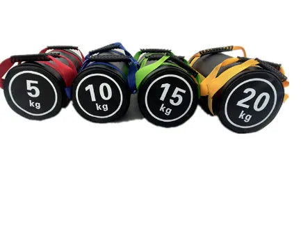 Flat white leather PVC fitness power bag sandbag for weight training in 5KG to 30KG options