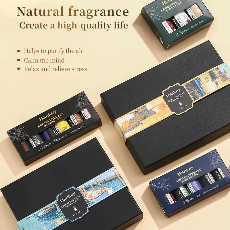 Boxed set of water-soluble aromatherapy essential oils for air freshening