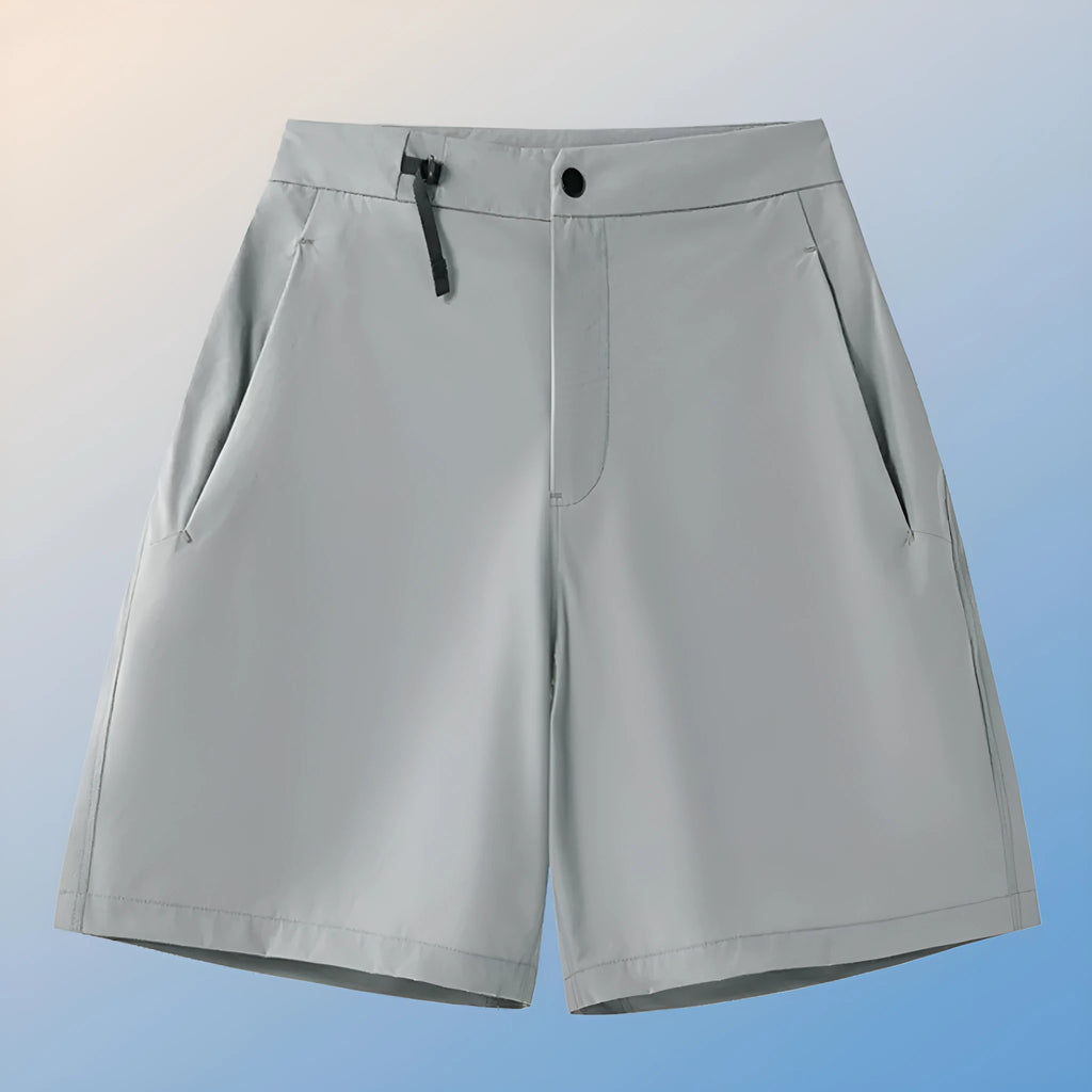 Men's solid colour quick-drying sports shorts with a 3D elastic cut for running and climbing.