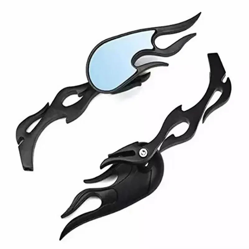Black convex blue plated rearview mirror on vehicle door with 16cm rod and 8x4cm lens