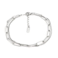 Double layer twin titanium steel women's bracelet with geometric design in gold or silver finish