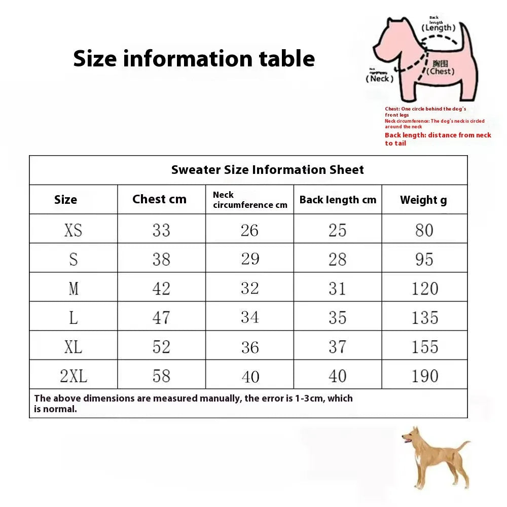 Wool dog sweater for autumn winter wear in European American style available multiple sizes