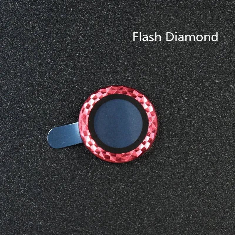 iPhone diamond pattern camera lens protector film in aluminium alloy and tempered glass