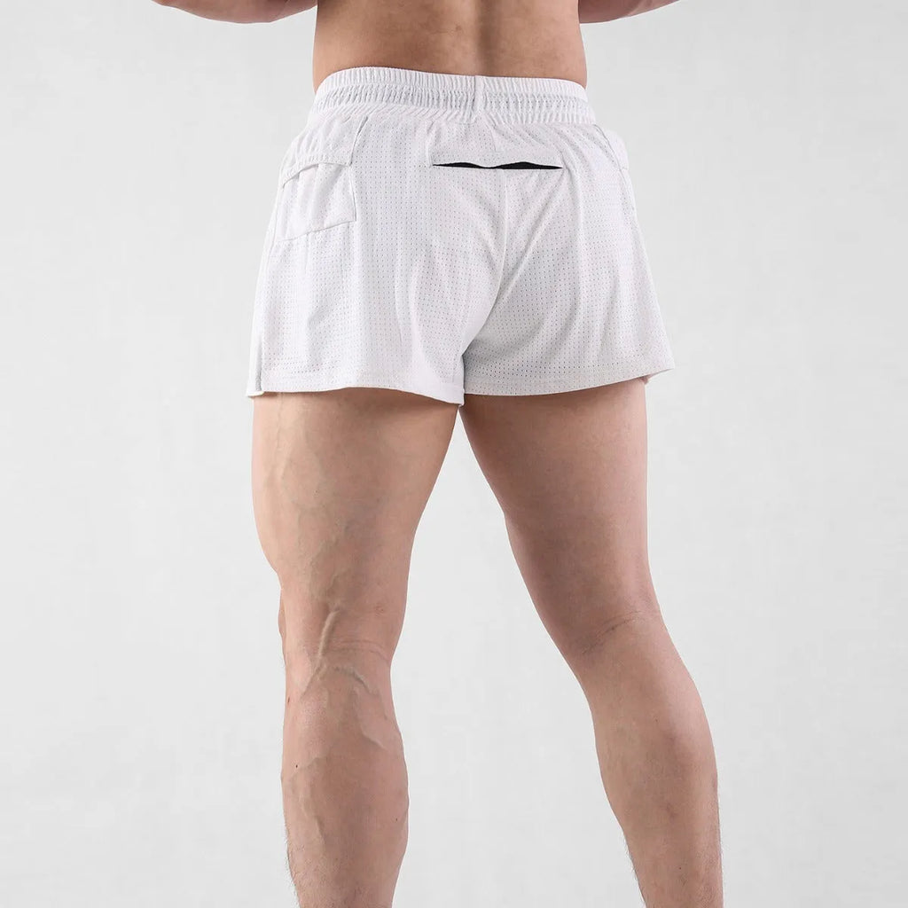 Men's quick-drying nylon summer shorts in black or white colours with mid waist design