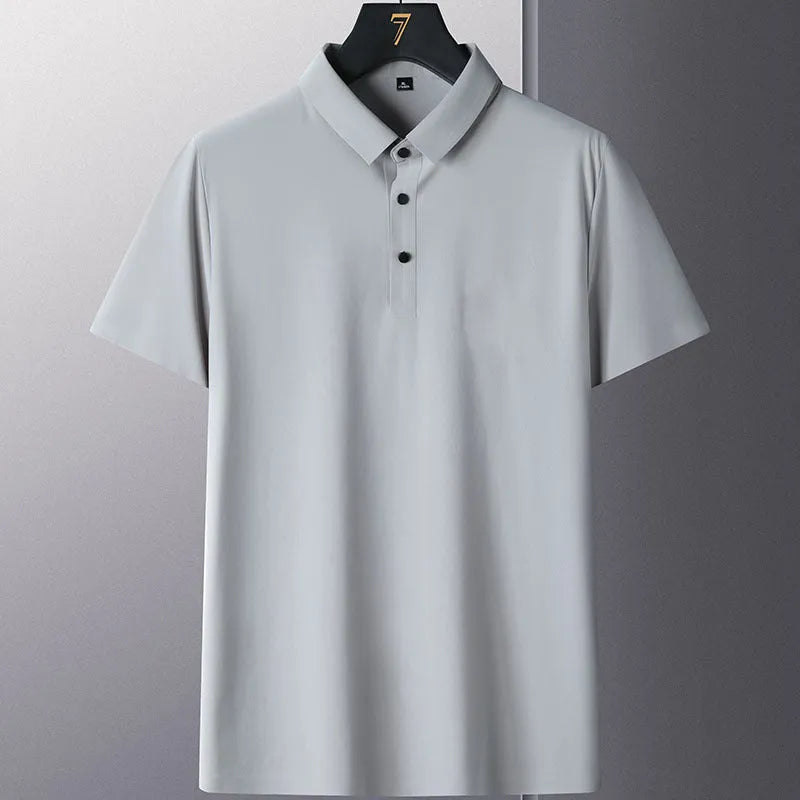 Men's non-ironing business casual shirt in solid colour with short sleeves