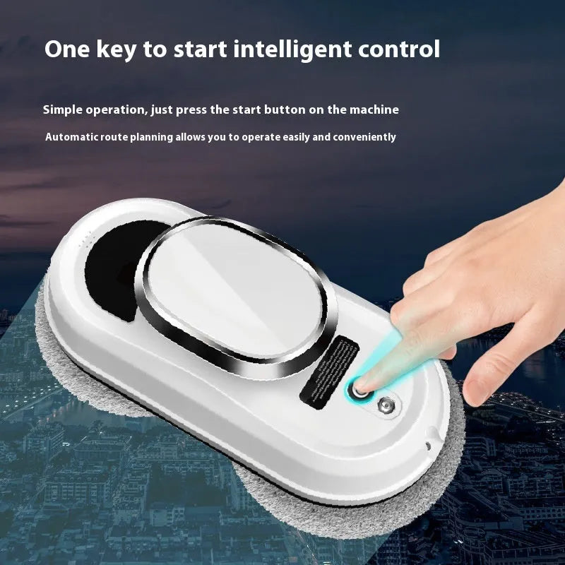 W11 White automatic high altitude cleaning machine with remote control on white background