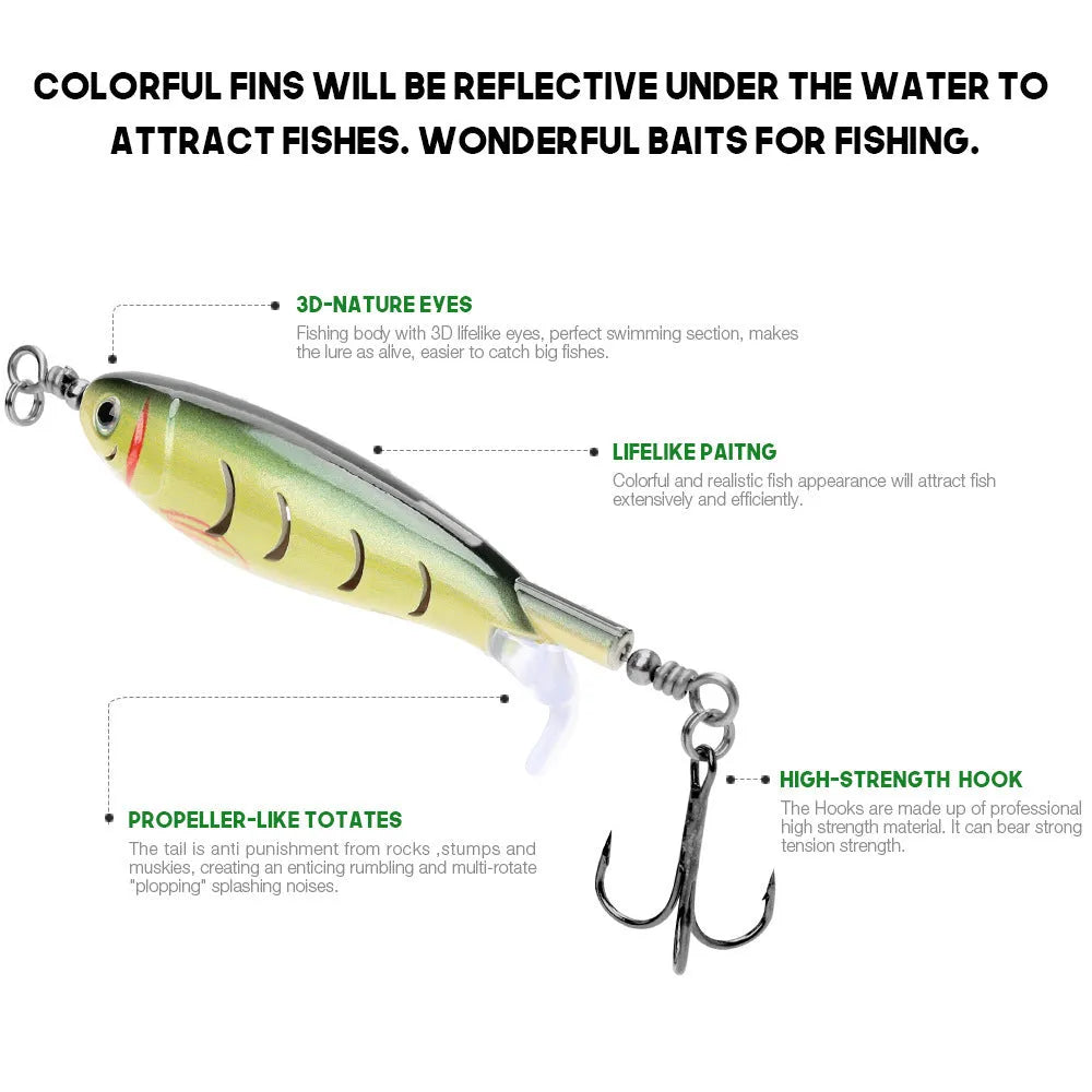 7.5cm long plastic bionic fishing lure on a white background, showing fish-shaped design