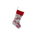 Flamingo patterned cloth Christmas stocking decoration measuring 46 by 28 centimetres.