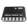 Black DTS Dolby Digital AC3 audio decoder with optical and coaxial inputs for 5.1 channel surround sound