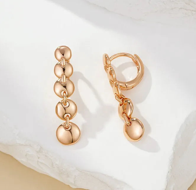 Retro gold colour woven copper circle earrings with 4cm diameter