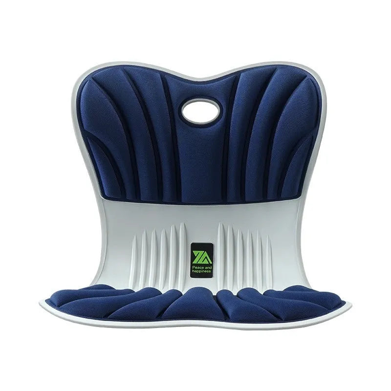Ergonomic office seat cushion with lumbar support in grey colour showing dimensions 410x350x320mm