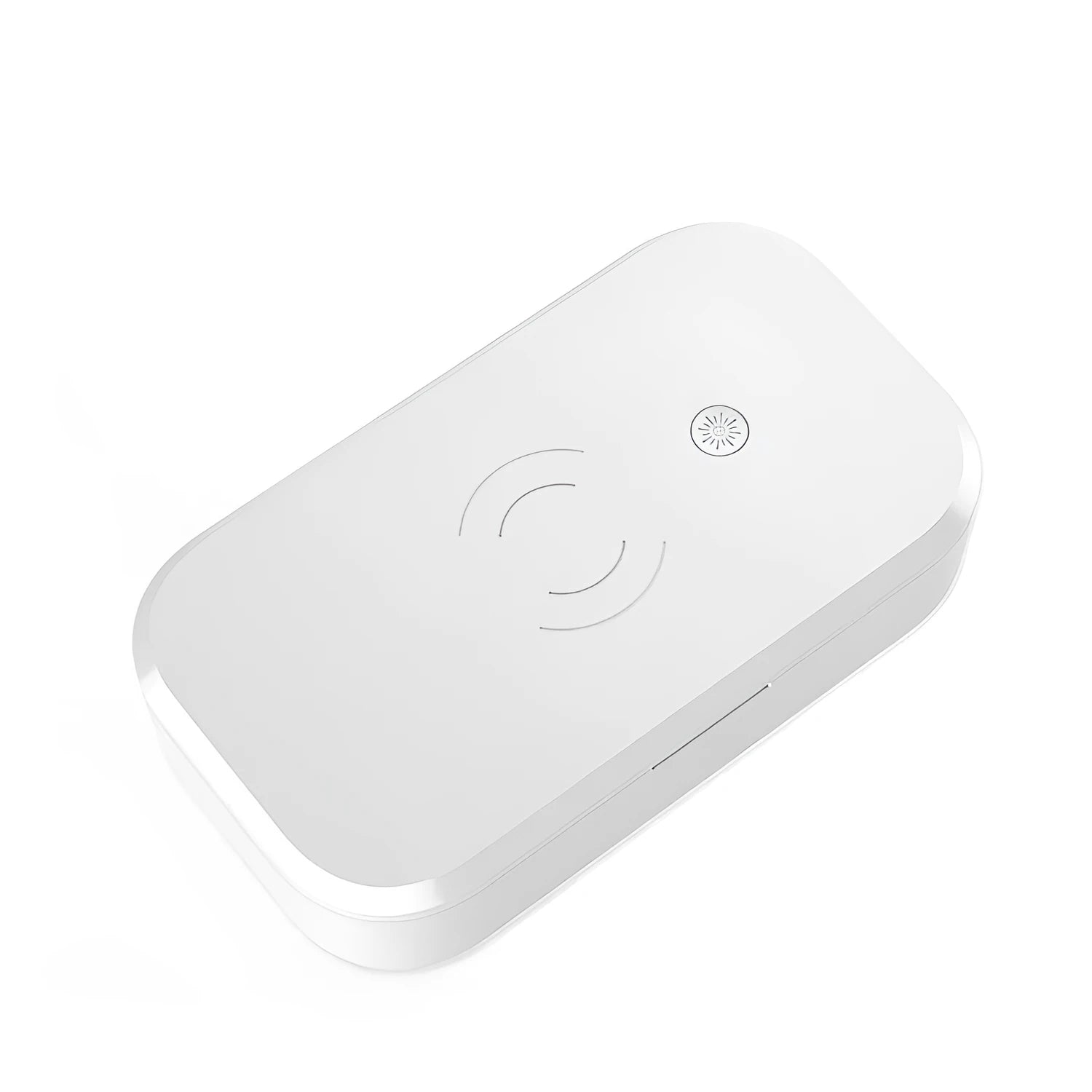 White ultraviolet disinfection box with wireless charging for nail tools and mobile phones