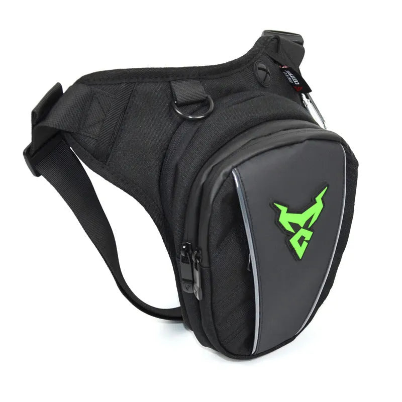 0105MC motorcycle thigh bag in choice of colours, showing adjustable straps and 1200D Oxford fabric.