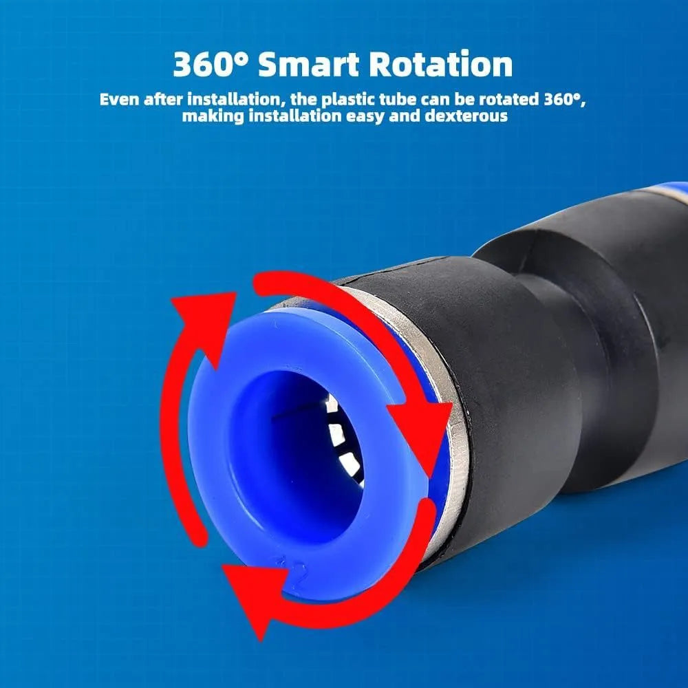 60-piece pneumatic connector set showing push-in fittings with R1/4 and R1/2 thread sizes