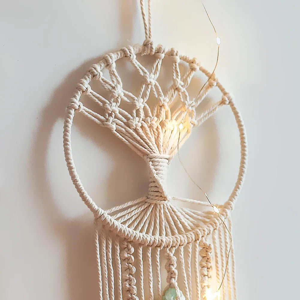 Handwoven cotton rope dream catcher tree rectangle wall tapestry 73cm by 18cm European style