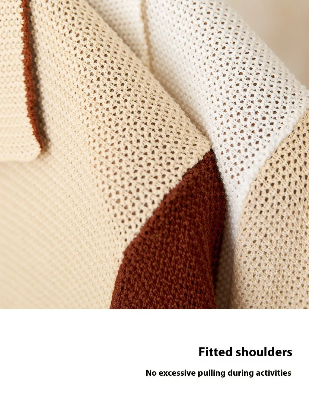 Hollow knit cotton linen blend lapel cardigan in beige colour with short sleeves