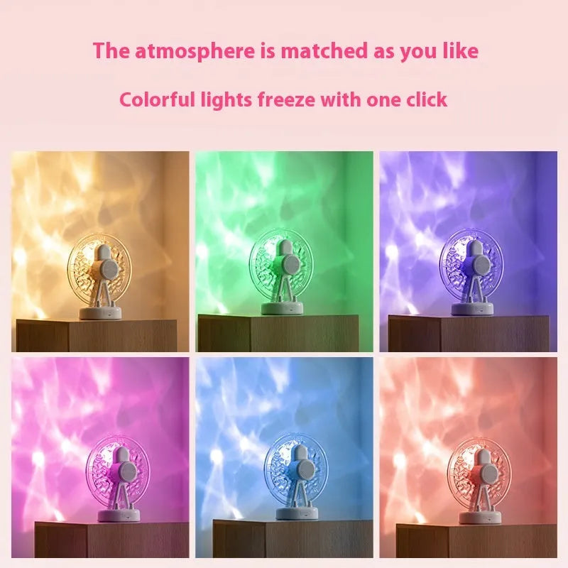 White or pink Bluetooth speaker with colourful LED atmosphere lighting effects.