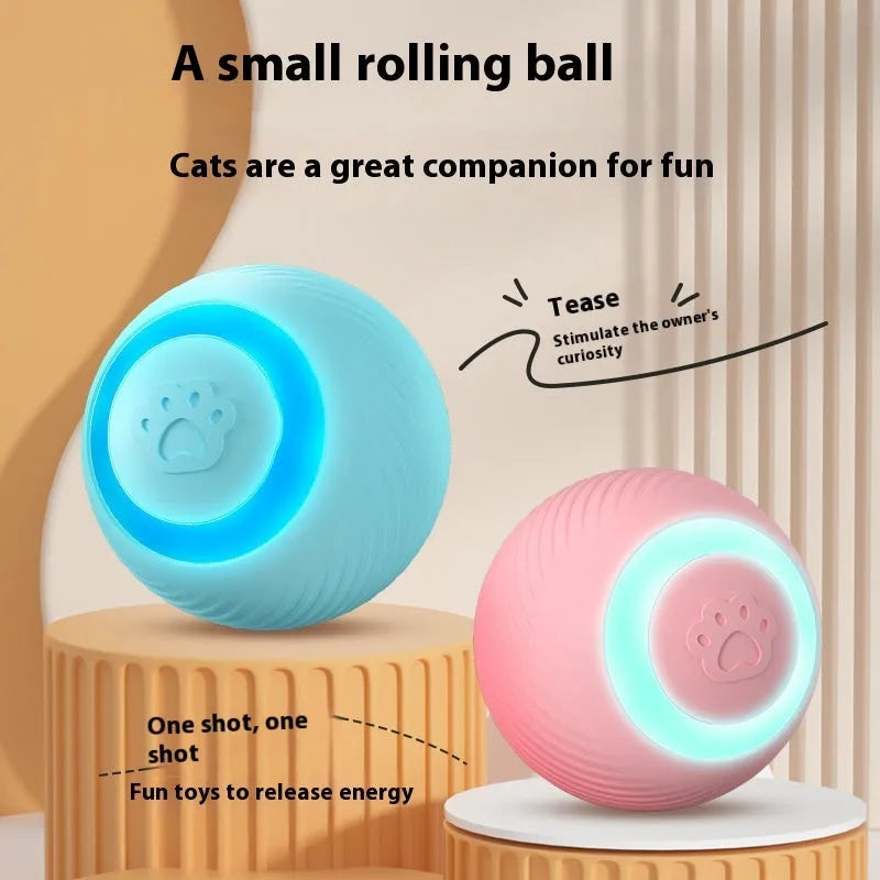 Smart cat teasing ball toy automatic rolling ball rechargeable silicone ABS blue normal style
