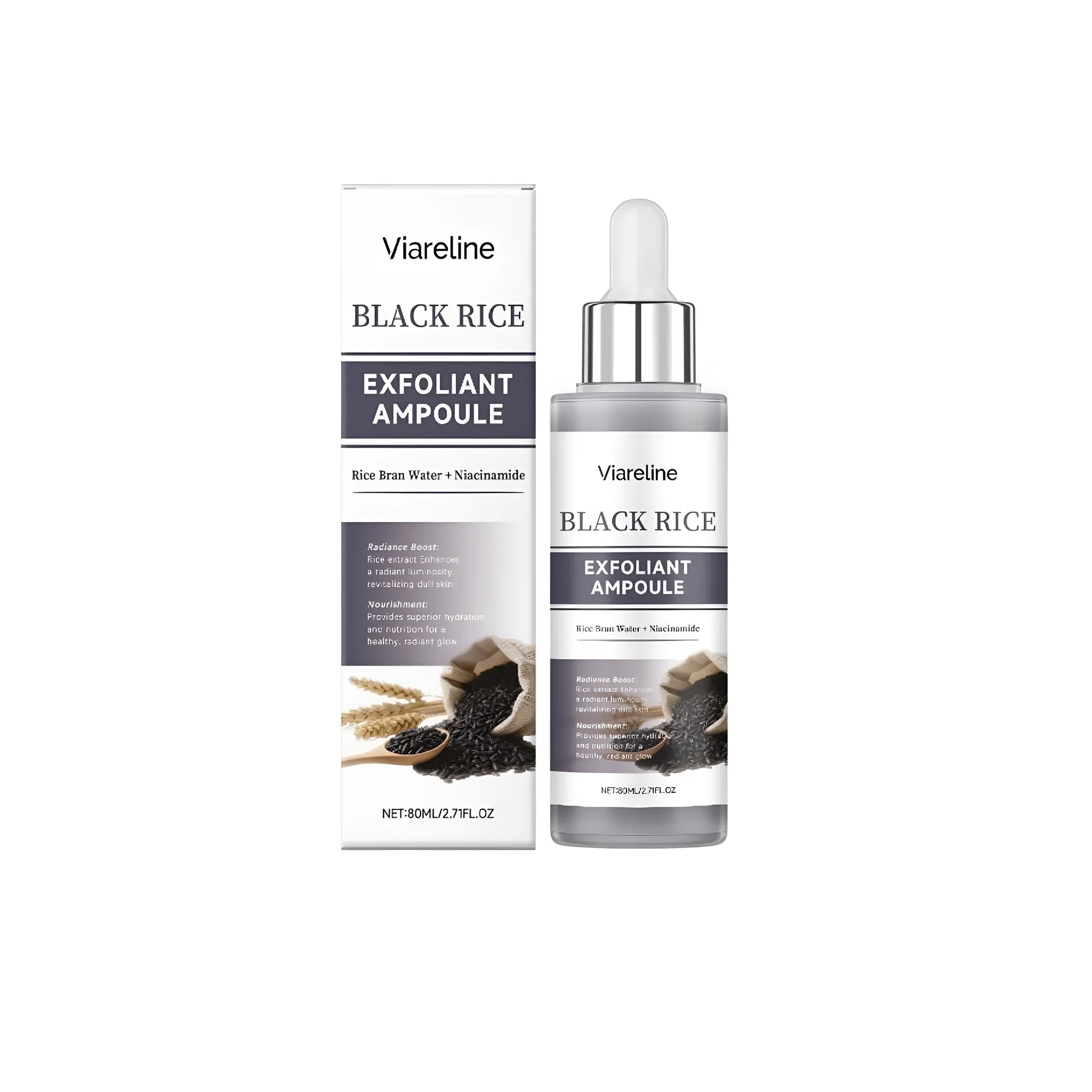 80ml bottle of black rice exfoliating liquid with salicylic acid and hyaluronic acid