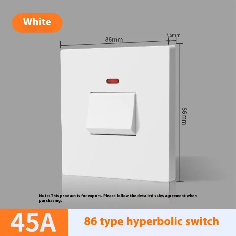High current water heater switch with light panel in gold, gray, or white finish