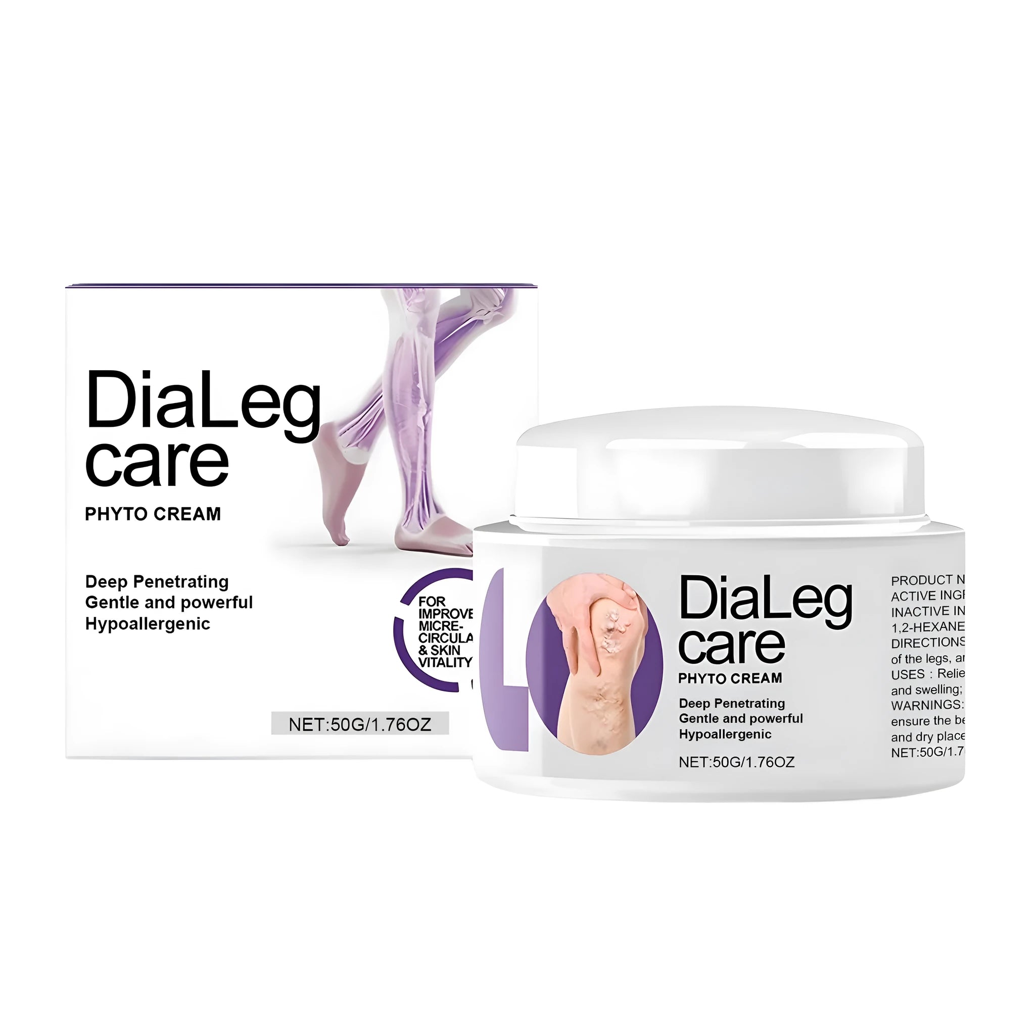 50g tube of varicose vein care cream with mint and shea butter ingredients.
