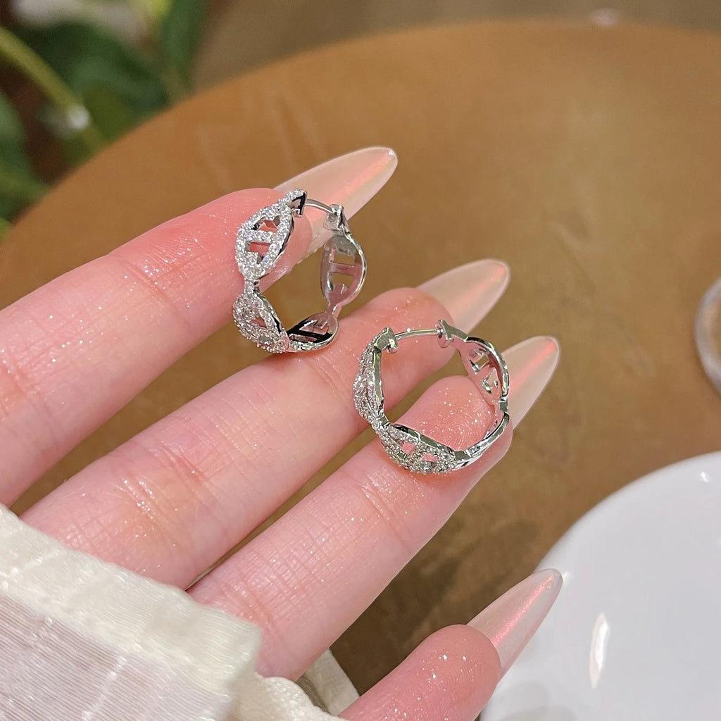 Women's diamond drop earrings with electroplated silver, gold, or rose gold finish
