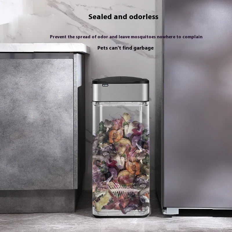 Stainless steel smart trash can with inductive ashbin technology and square bucket design