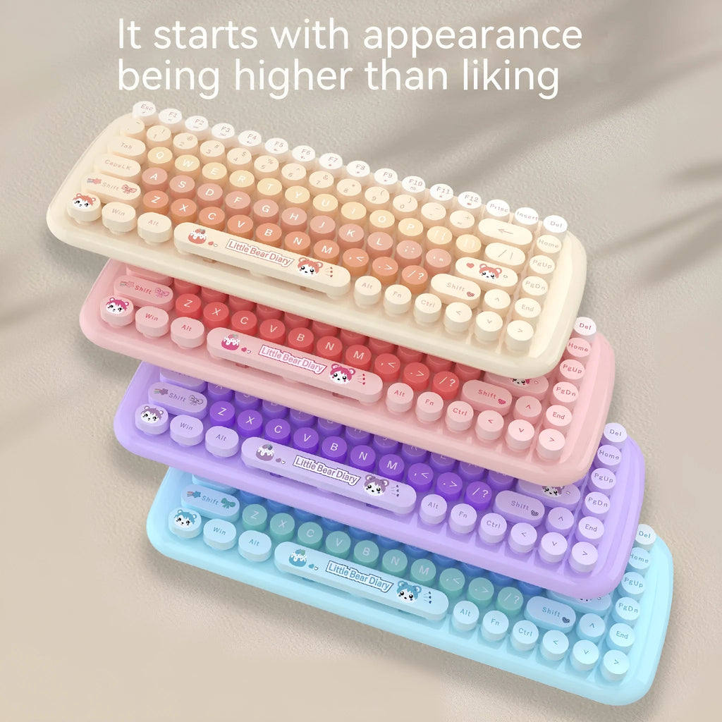 CANDY pink wireless keyboard and mouse set with compact design for notebook use
