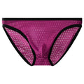 Men's low waist transparent lace underwear in multiple colours on a white background.