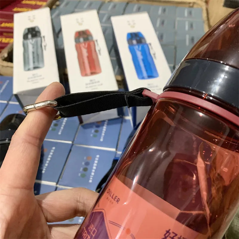 Chinese style blue portable sports water cup with a separate tea compartment