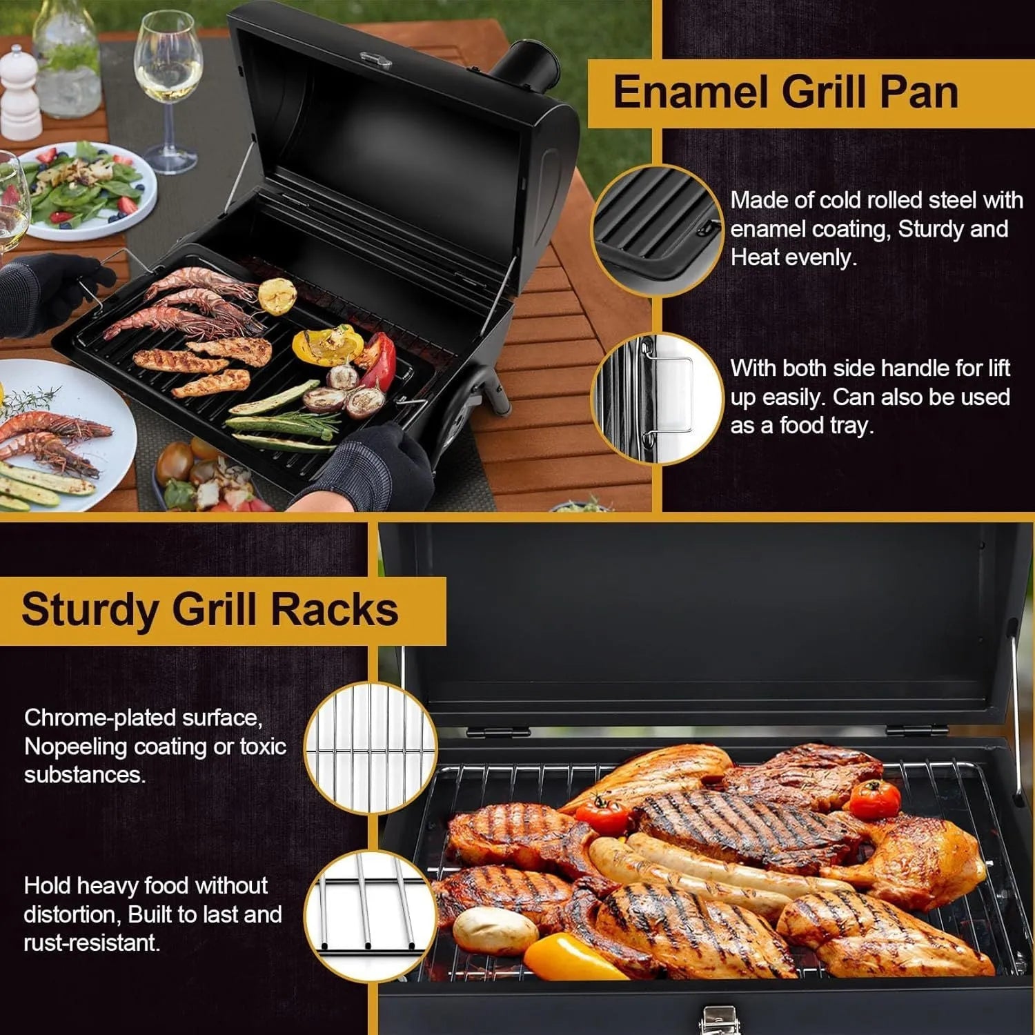 Small folding desktop barbecue smoking device with charcoal stove and grill.