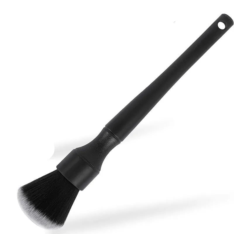 Black car detailing brush with ultra-soft pig hair bristles and PP handle in two sizes