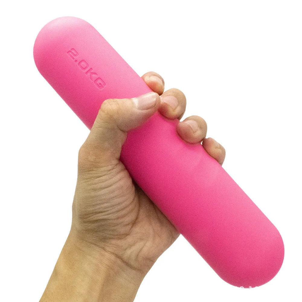 Hand-drawn silicone-grip dumbbell stick in selected colour and weight for fitness training.