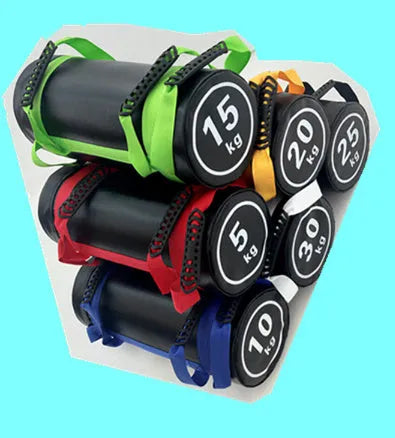 Flat white leather PVC fitness power bag sandbag for weight training in 5KG to 30KG options