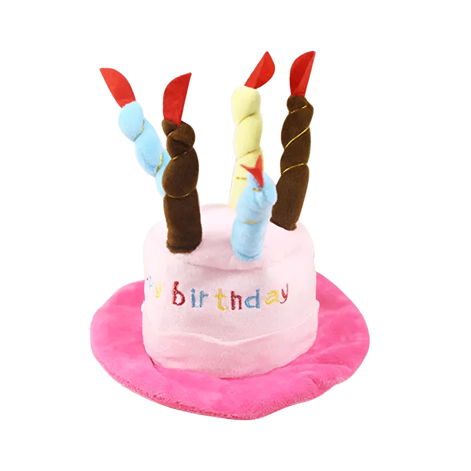 Blue or pink birthday party hat for a small to medium-sized dog.