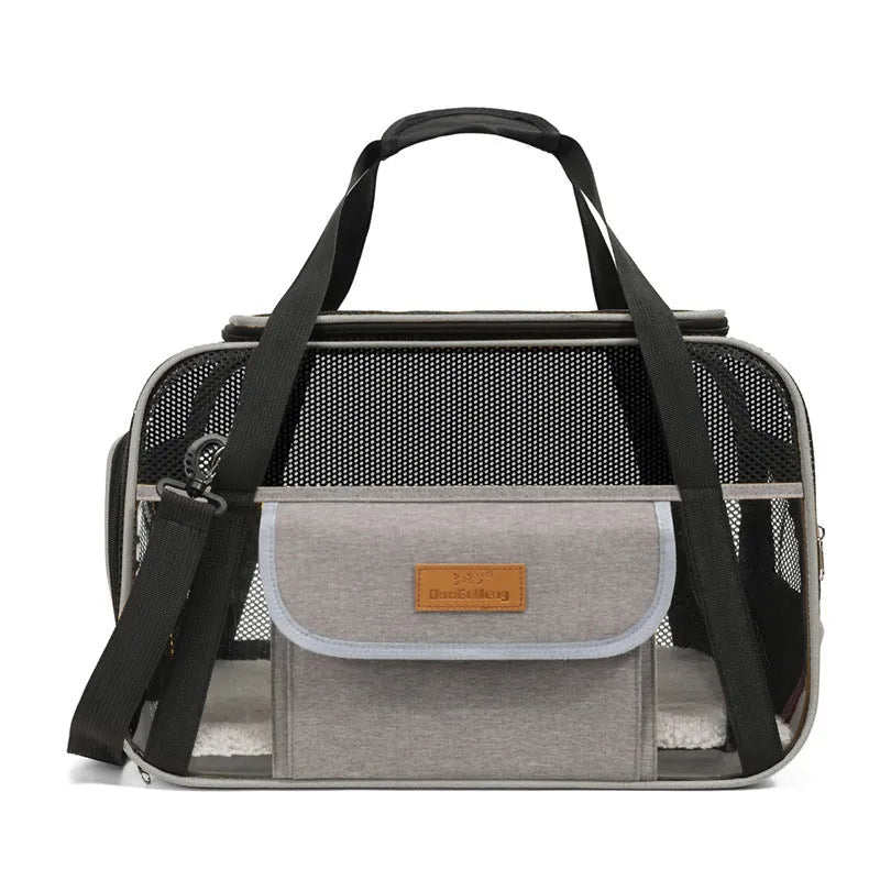 Breathable Oxford cloth one-shoulder pet carrier bag in solid colour for small dogs and cats