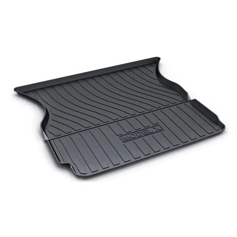 Rubber floor mats with TPE footrest designed for Tesla Model 3, Model Y, Model X, and Model S cars
