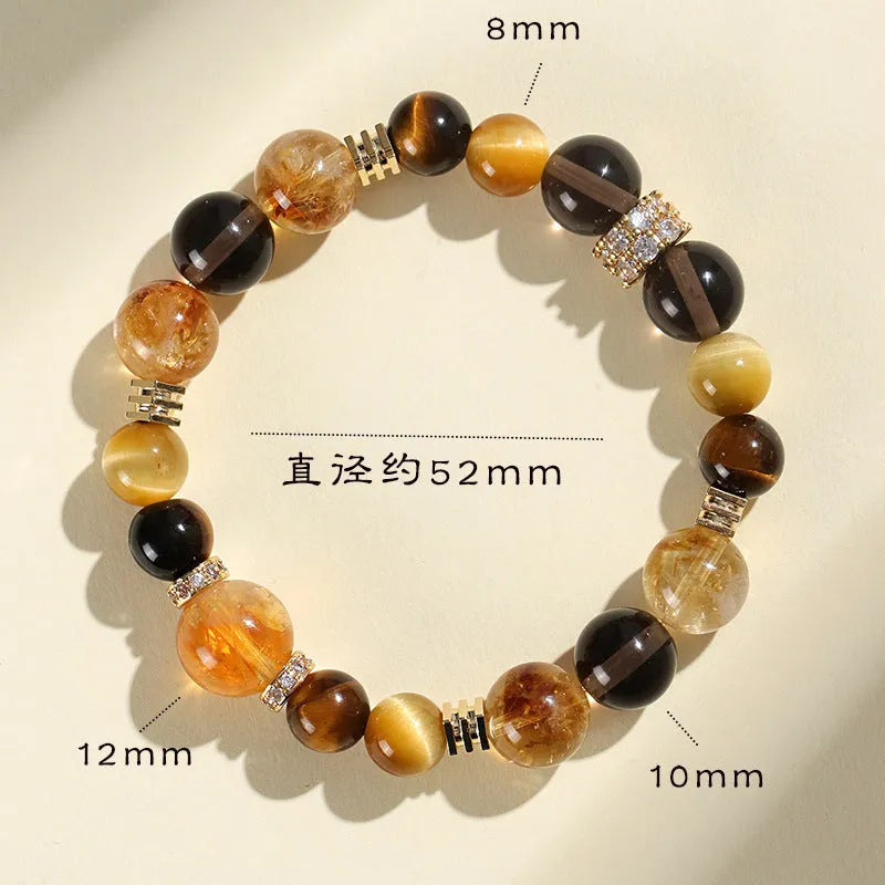 Natural yellow tower 10mm artificial crystal string beads bracelet with manual processing