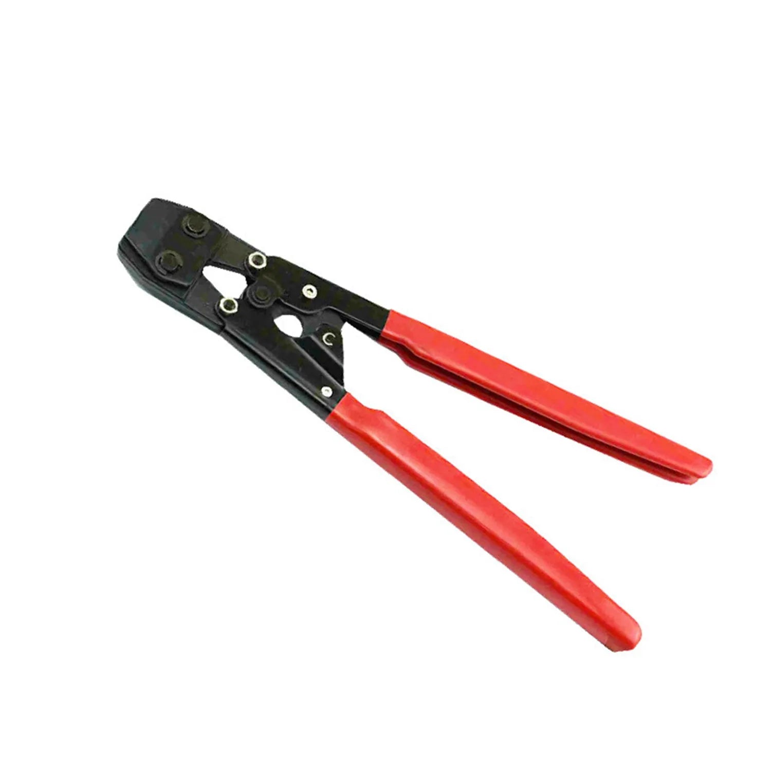 Red cloth PEX clamp set with metal construction and carbon steel cutting edges