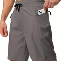 Men's solid colour quick-drying beach shorts in straight-leg cut available in multiple colours
