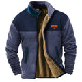 Men's green polyester fleece padded coat with regular cut and normal length