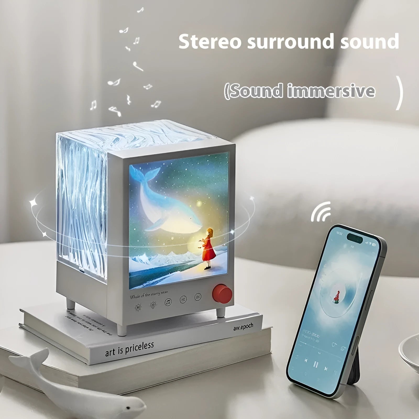 Aurora Treasure Box atmosphere projection lamp showing Star Sea Whale light projection pattern
