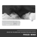 Oversized natural rubber desk mat with thermal transfer graphics for computer keyboard and mouse protection