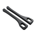 A pair of polyurethane car seat gap strips in beige colour on a car seat.